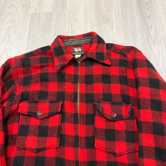 Vintage Woolrich Shirt Jacket Large Hunting Buffalo Plaid Flannel Shacket 60s - Picture 3 of 10